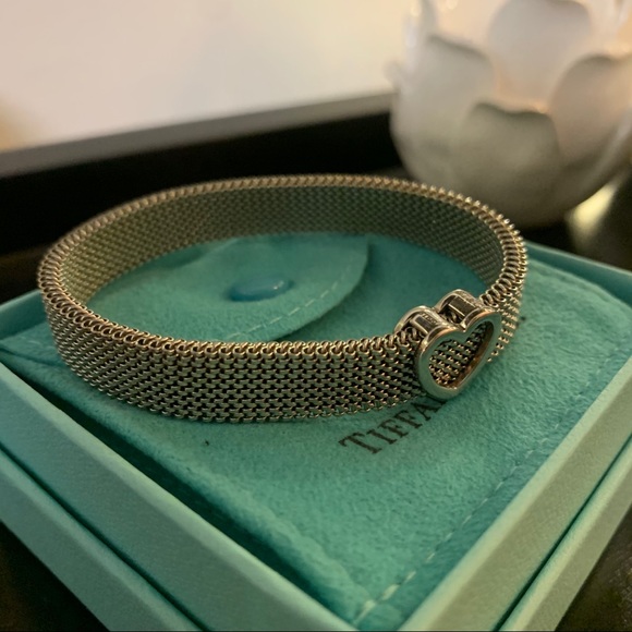 Tiffany & Co Mesh Somerset Bracelet w Heart Charm - Picture 5 of 6
